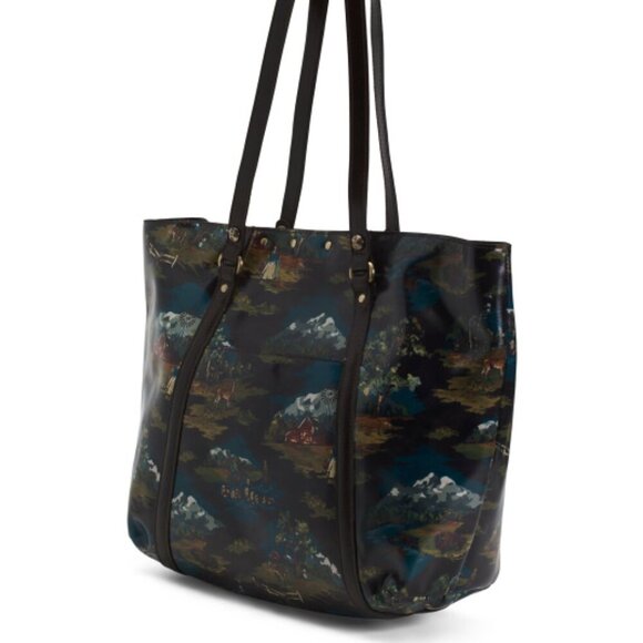 NWT $299 Patricia Nash Leather Benvenuto Tote Bag in Montana Prairie Skies Print
